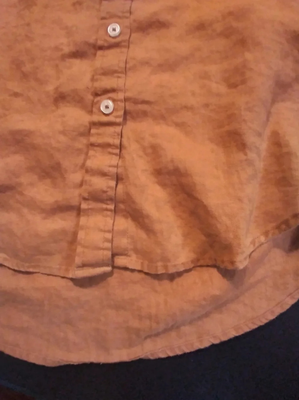 Quince Linen Button-Up Shirt - Rust Brown Button Front Long Sleeve Size L Office - Picture 8 of 8